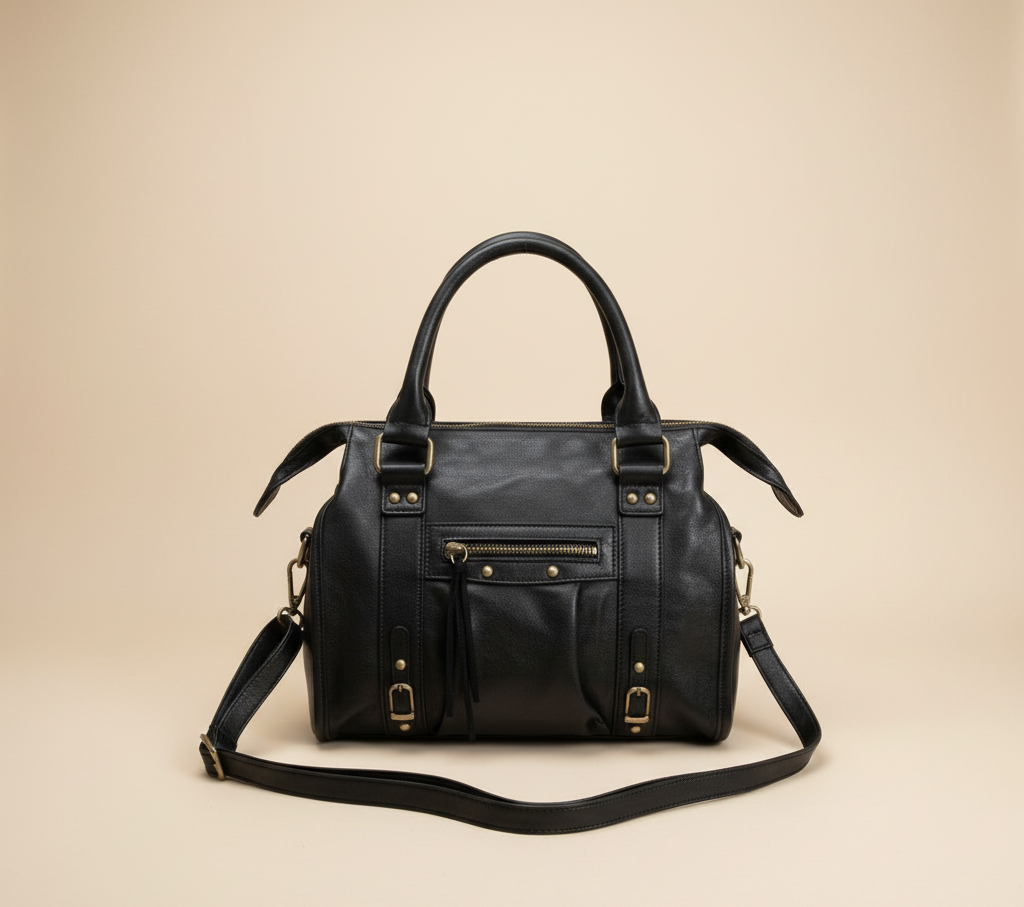 City Bag Medium Zwart met Franjes