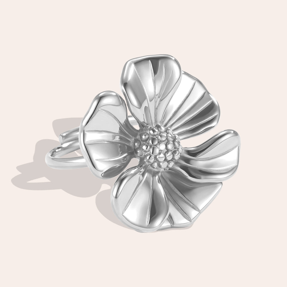 Flower Power Statement Ring Zilver
