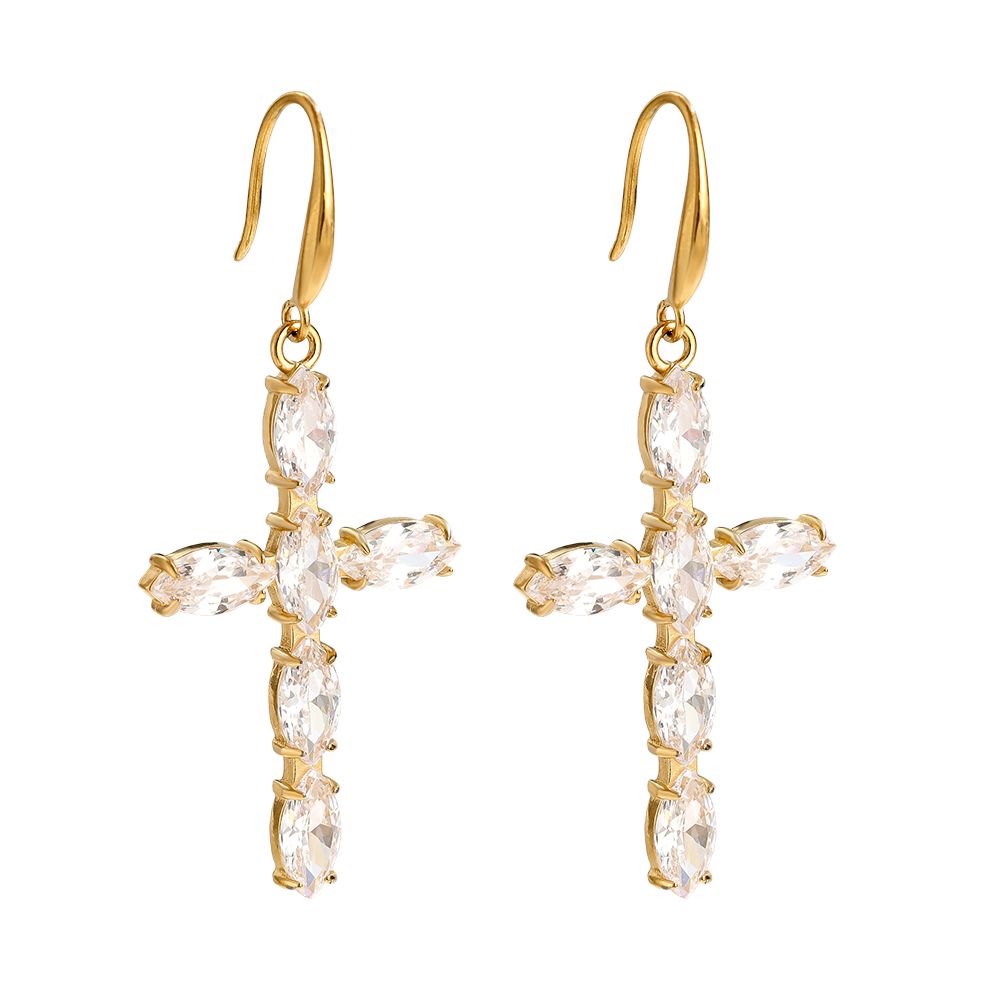 White cross oorbellen Zirkonia