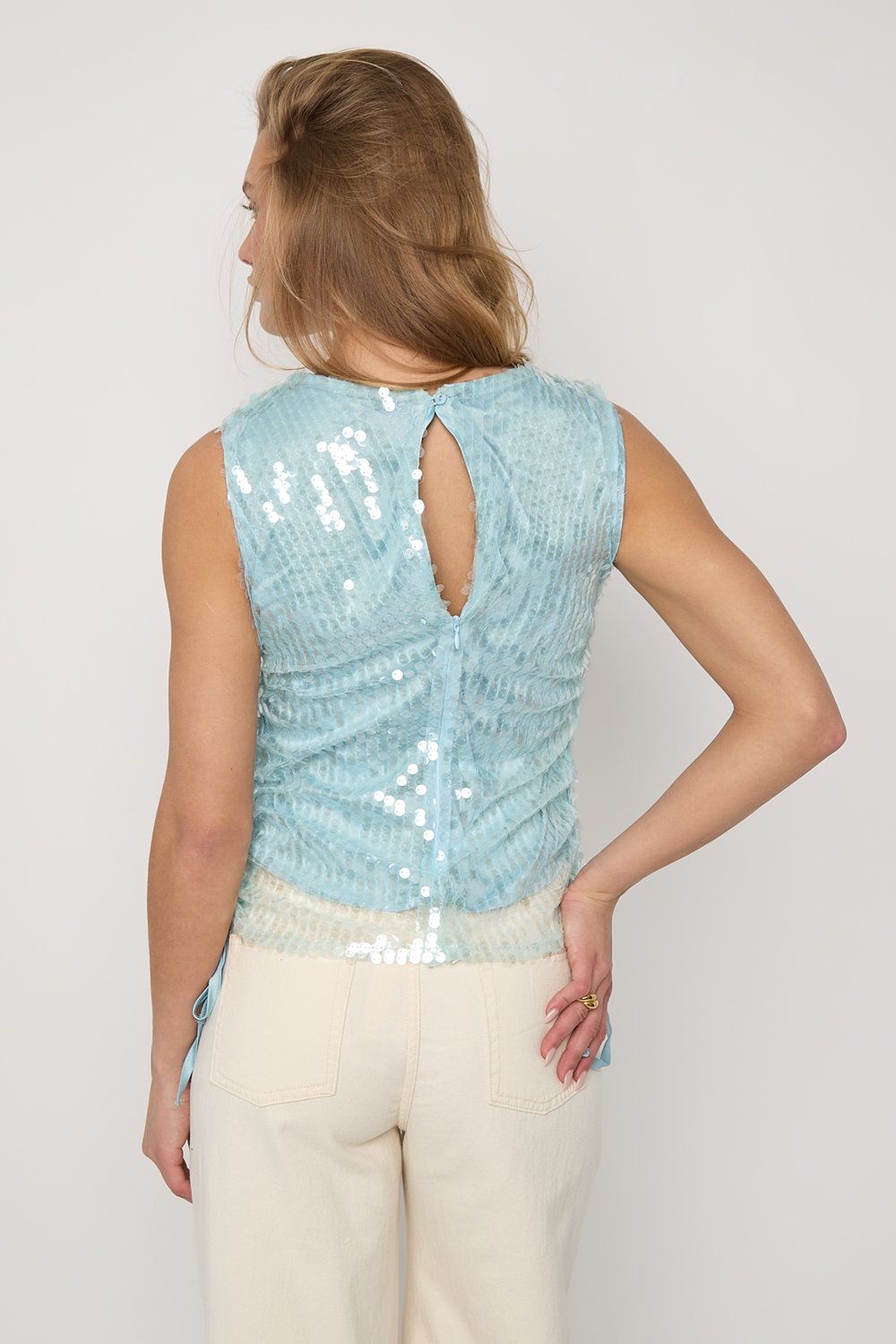 Summer pailetten top met strikjes