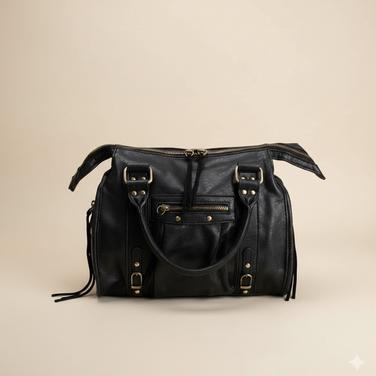 City Bag Medium Zwart met Franjes