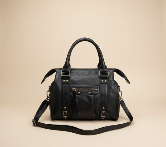 City Bag Medium Zwart met Franjes