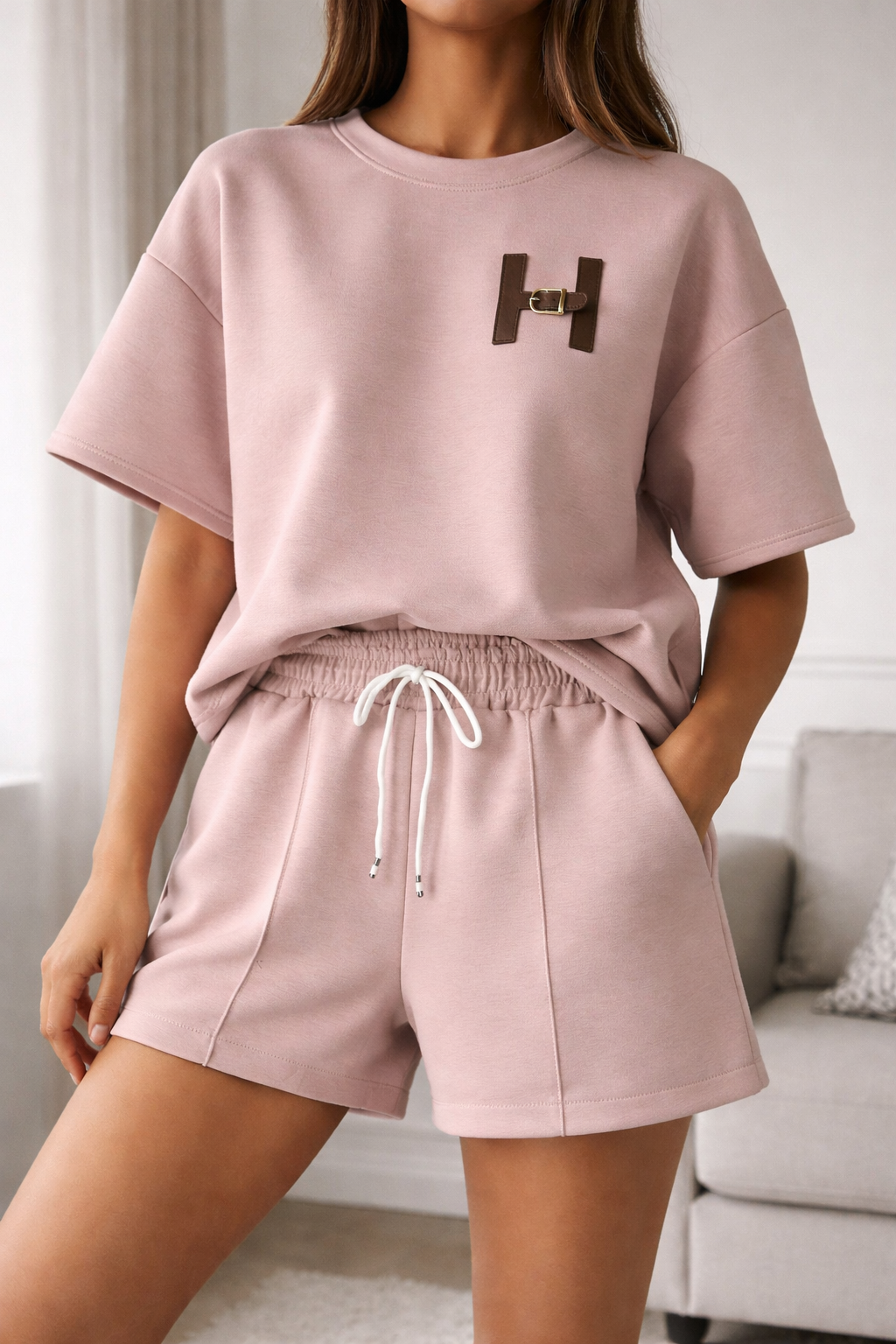 Viral trendy Co-ord comfy set H belt inspired