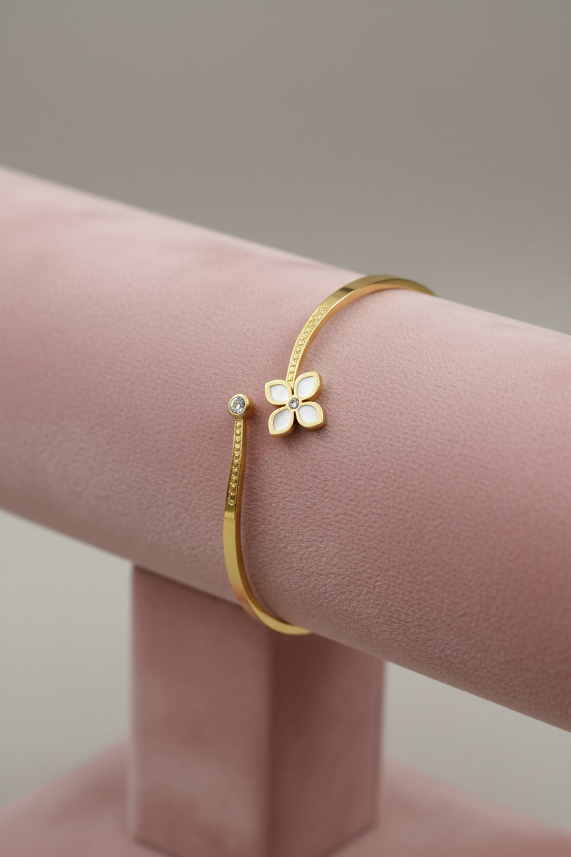 Zirkonia Klaver Bangle Goud - Zilver