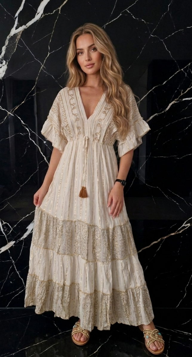 Boho Ibiza dress Goud-Roze