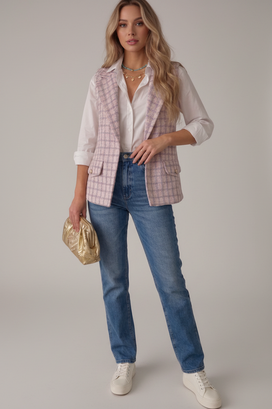 Tweekleurige tweed balzer / gilet