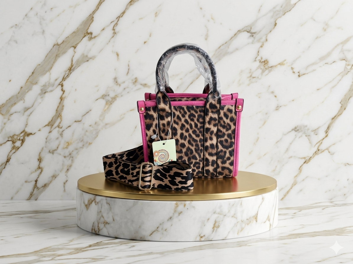 Panternellie The tote bag met roze bies